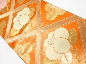 アンティーク　菱に椿模様織出し袋帯（材料）